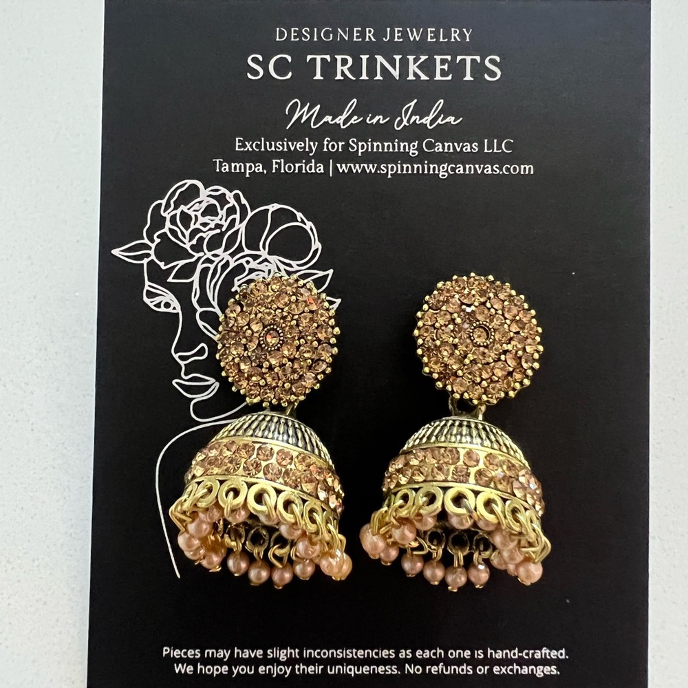 Pink and gold ethnic earrings
